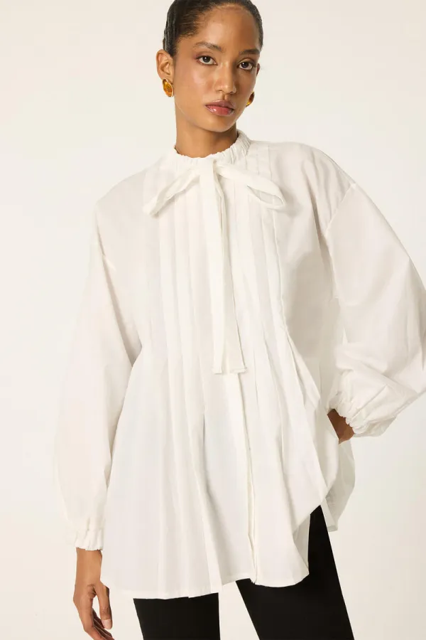 FRONT PLEATED POPLIN SHIRT FRONT PLEATED POPLIN SHIRT