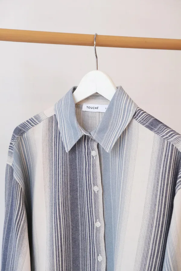STRIPED COTTON BLEND OVERSIZE SHIRT