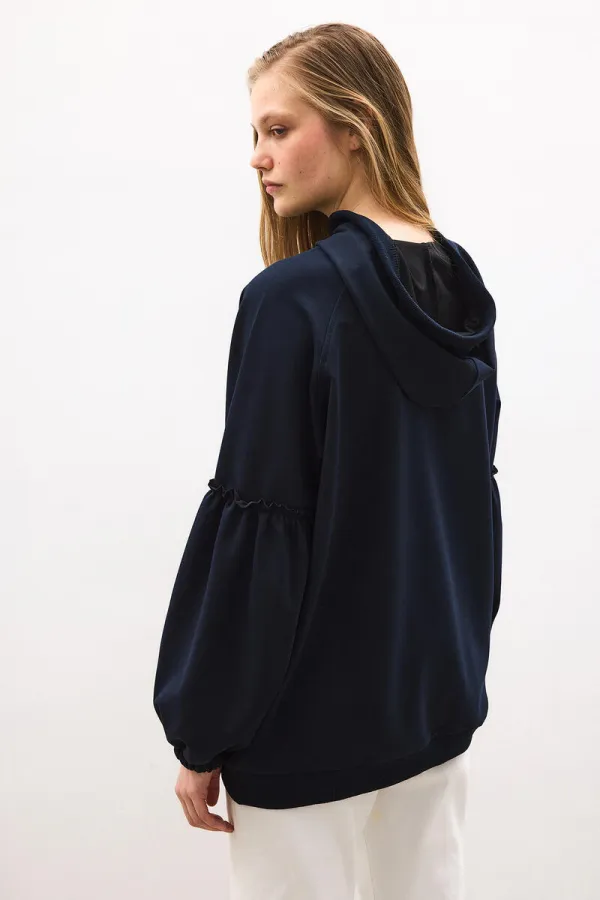 Balloon Sleeve Hooded Sweatshirt