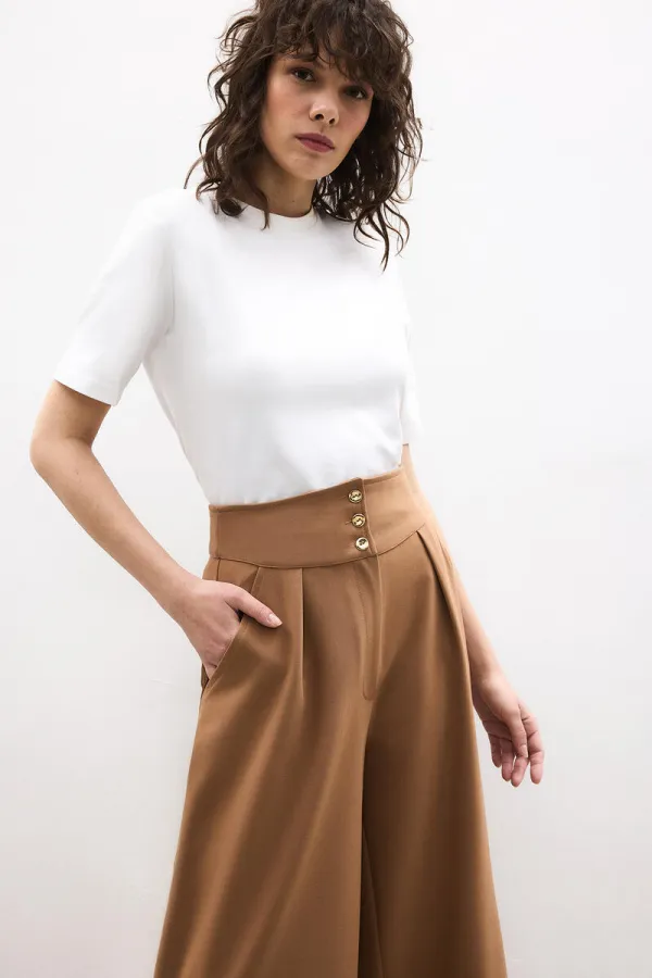 PANTALON À PLIS TAILLE HAUTE