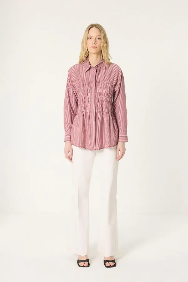 GİPE DETAYLI POPLİN GÖMLEK