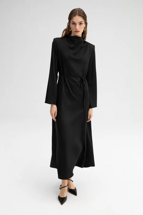 BELTED SATIN DRESS BELTED SATIN DRESS