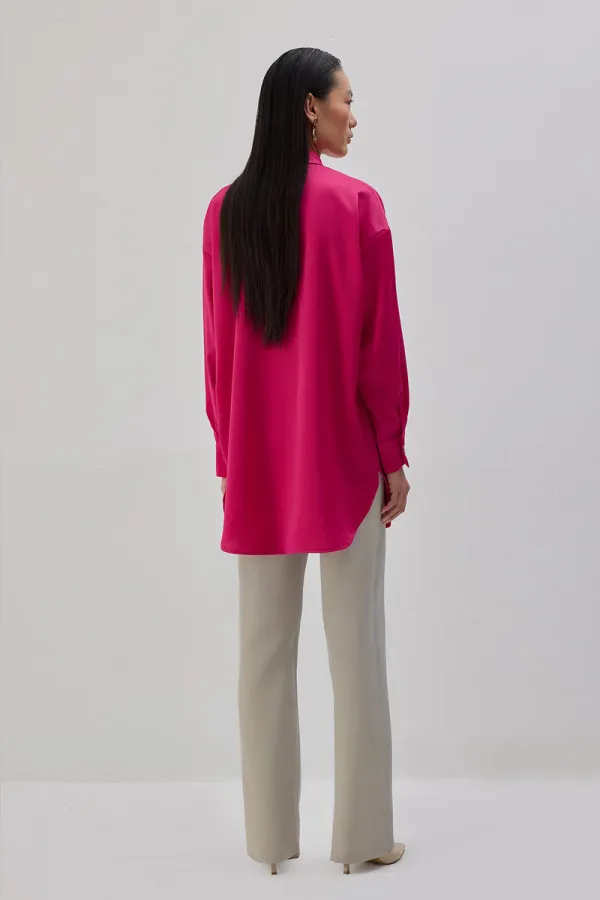 OVERSIZE BANTLI SATEN GÖMLEK