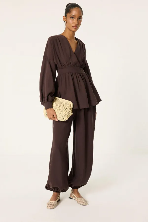 ENSEMBLE 2 PIÈCES TUNIQUE À PÉPLUME ET PANTALON SALWAR