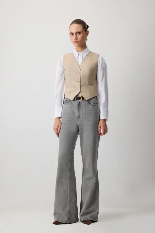 GILET BLAZER EN CUIR VEGAN