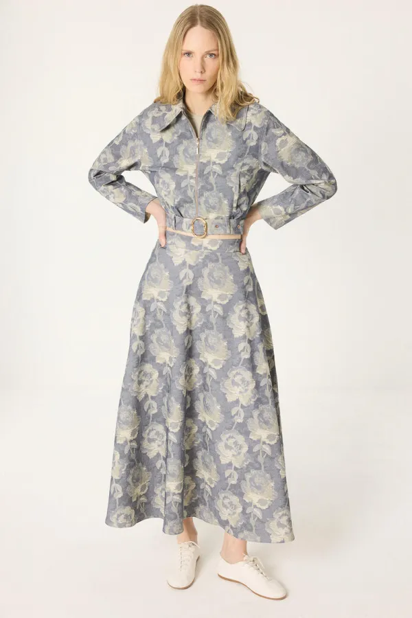 ENSEMBLE JUPE ET VESTE À MOTIFS FLORALS