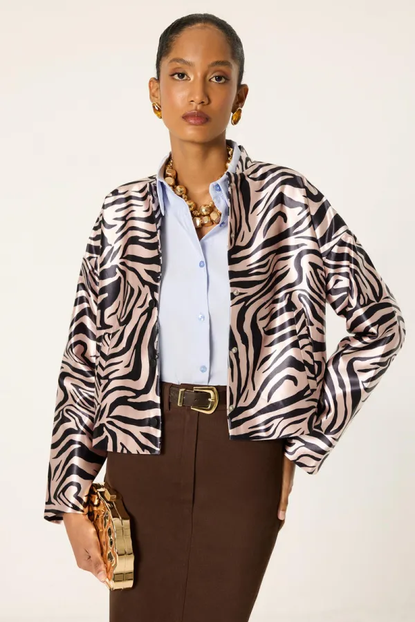 PATTERNED SATIN JACKET
