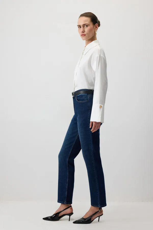 ELASTIC WAIST DENIM PANTS