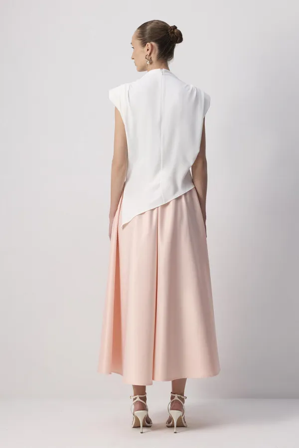 JUPE EN SATIN À VOLANTS