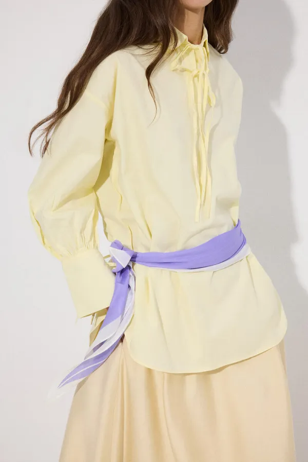 100% COTTON PIPED SHIRT COLLAR TUNIC