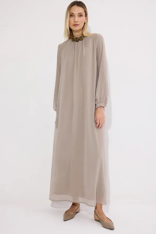 STAND-NECK CHIFFON DRESS STAND-NECK CHIFFON DRESS