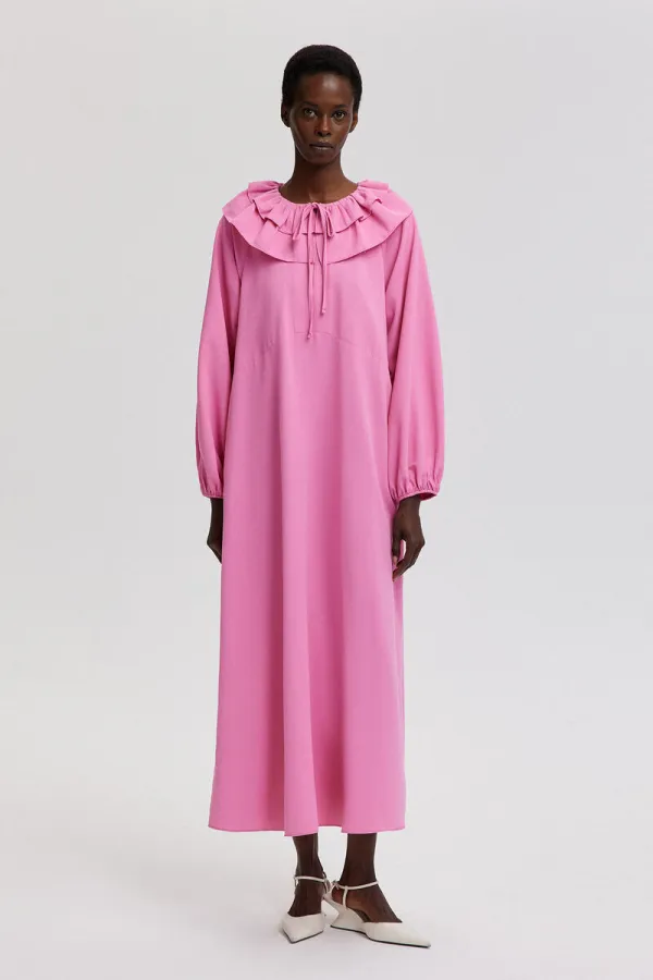 DRESS WITH RUFFLED COLLAR DRESS WITH RUFFLED COLLAR