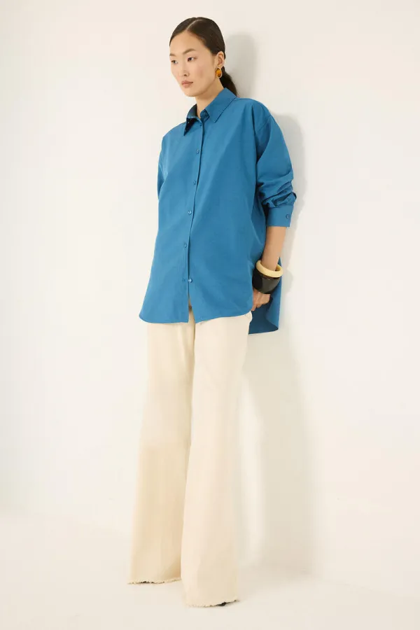 OVERSIZE FİT POPLİN GÖMLEK