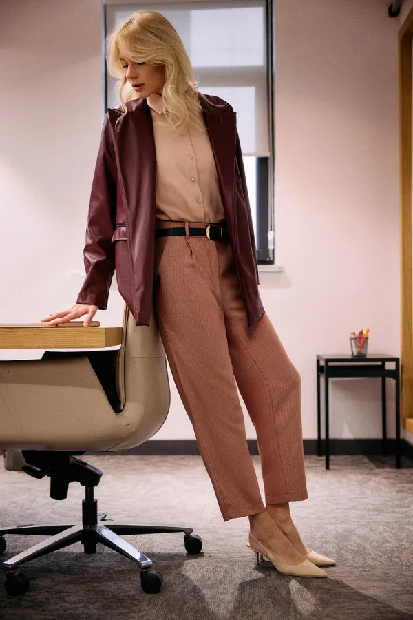 ÇİZGİLİ PİLELİ PANTOLON