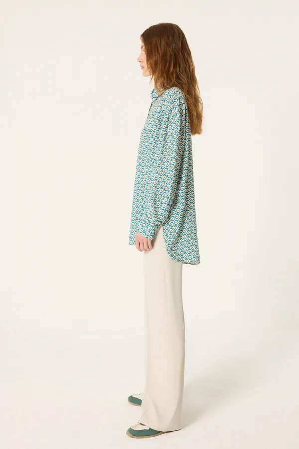 ETHNIC PATTERNED VISCOSE SHIRT ETHNIC PATTERNED VISCOSE SHIRT