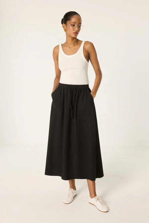 ELASTIC WAIST SKIRT WITH POCKETS