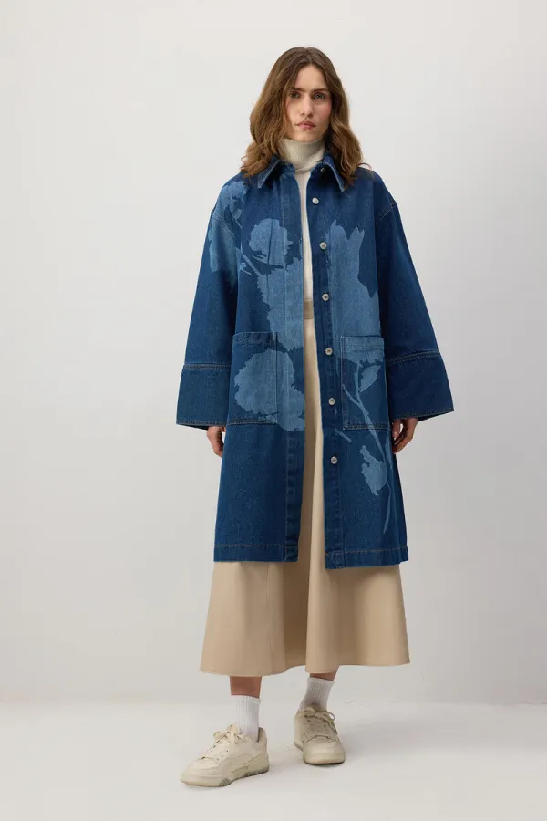 ÇİÇEK DESENLİ DENİM CEKET