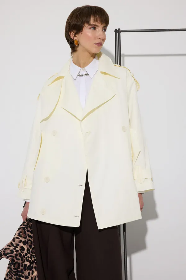 DOUBLE-BREASTED SHORT TRENCH COAT DOUBLE-BREASTED SHORT TRENCH COAT