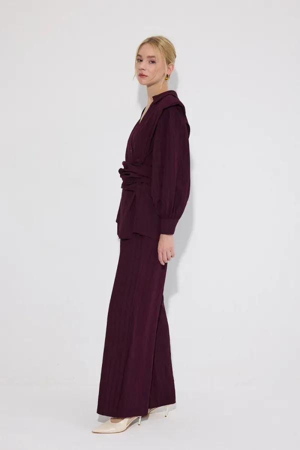 DOUBLE-BREASTED BELTED SHIRT AND TROUSER SET DOUBLE-BREASTED BELTED SHIRT AND TROUSER SET