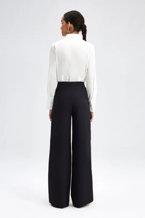 CREPE PANTS WITH PIPING DETAIL CREPE PANTS WITH PIPING DETAIL