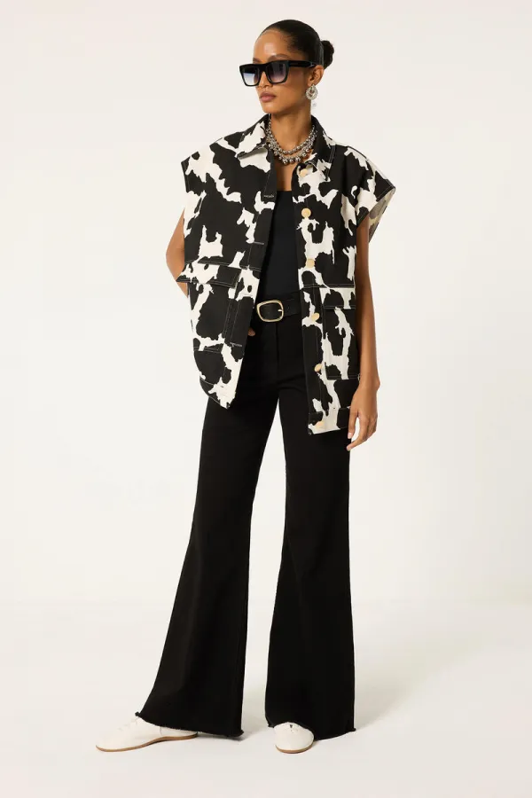 GILET EN GABARDINE À MOTIFS