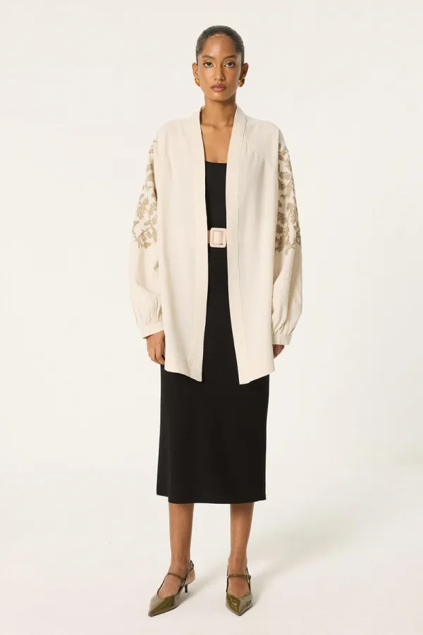 Embroidered oversize kimono