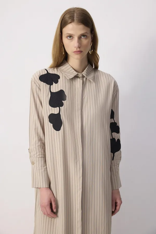 NAKIŞ DETAYLI GÖMLEK ELBİSE