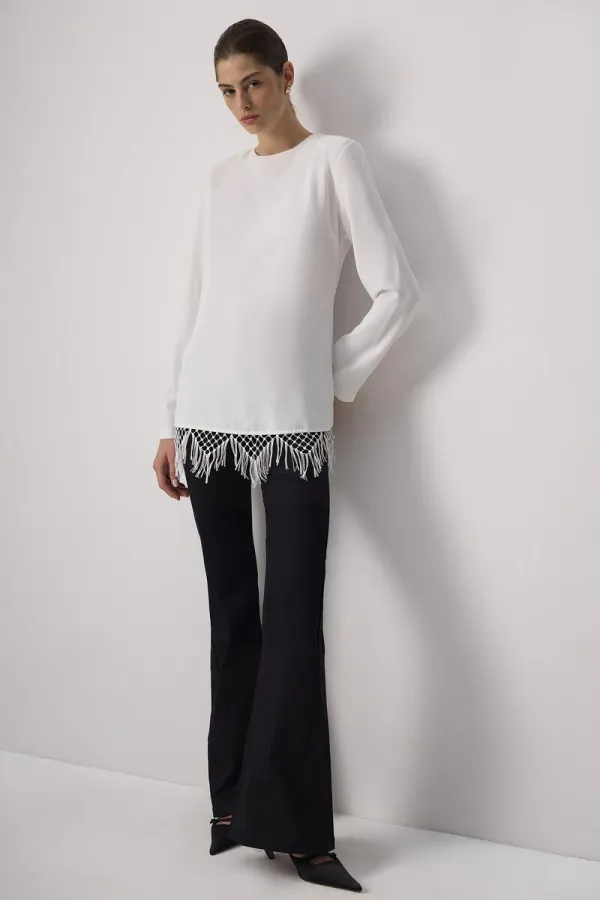 FRINGED CREPE TUNIC