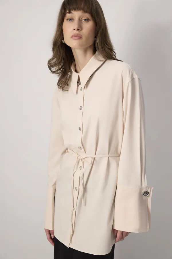 WIDE-CUFFS VISCOSE SHIRT