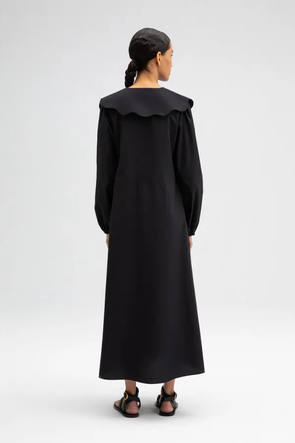 WIDE COLLAR BUTTONED POPLIN DRESS WIDE COLLAR BUTTONED POPLIN DRESS