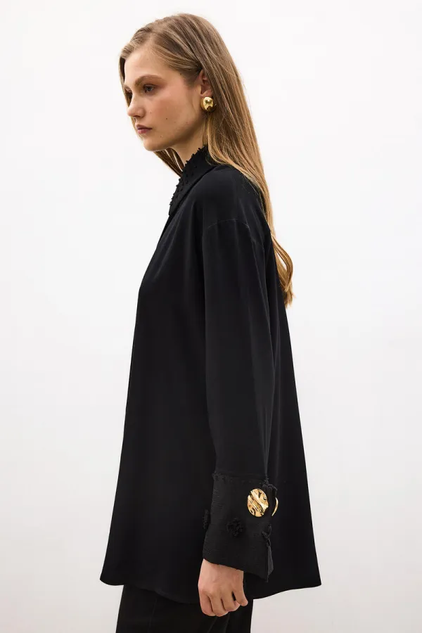 CHEMISE EN VISCOSE À DENTELLE FLORALE