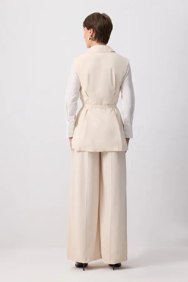 PİLELİ KRUVAZE YELEK PANTOLON TAKIM