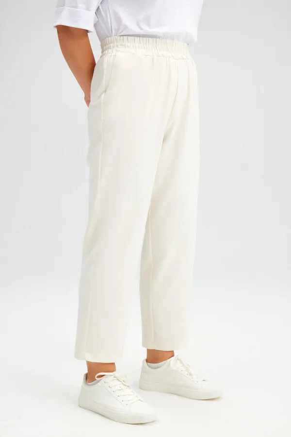 Crepe pants with elastic waistband Crepe pants with elastic waistband