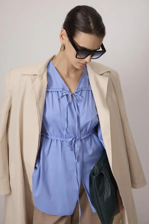 BÜZGÜ DETAYLI POPLİN KİMONO