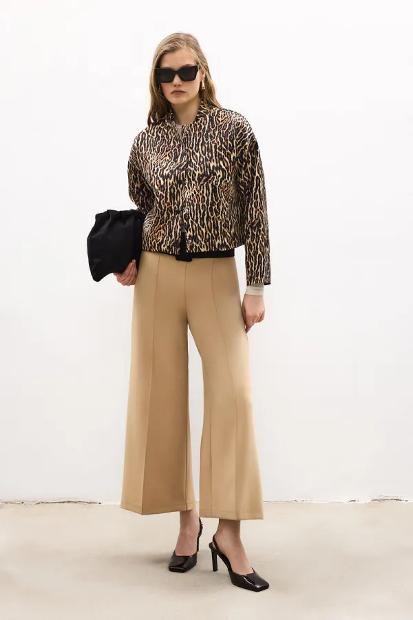 LEOPAR DESENLİ SATEN BOMBER CEKET