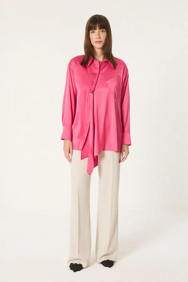 ASYMMETRICAL SATIN SHIRT