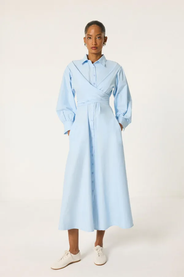 FRONT-TIE SHIRT DRESS