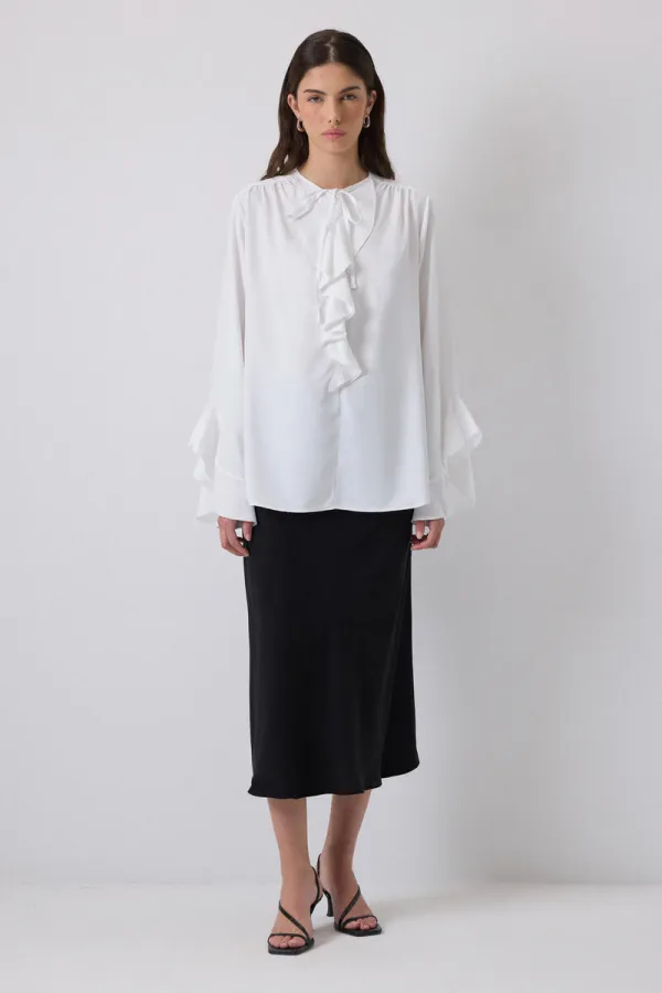 FIRFIR DETAYLI ŞİFON BLUZ