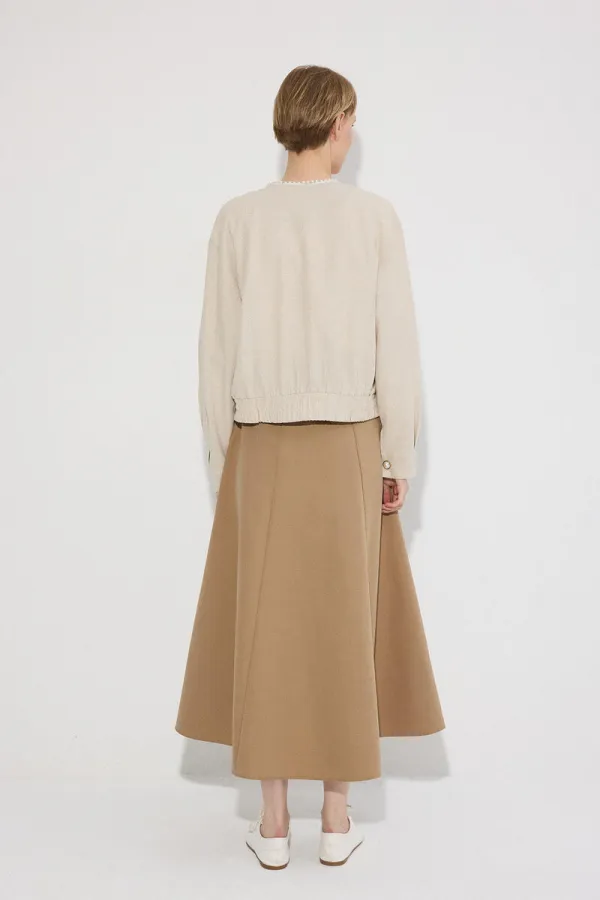 VESTE BOMBER EN LIN ORNÉE DE PERLES