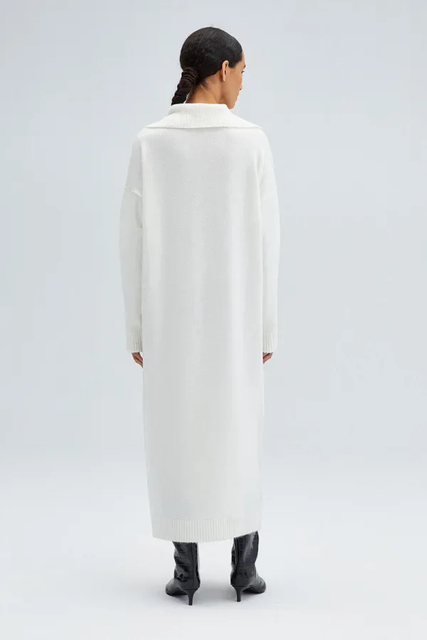 Polo collar knitted dress