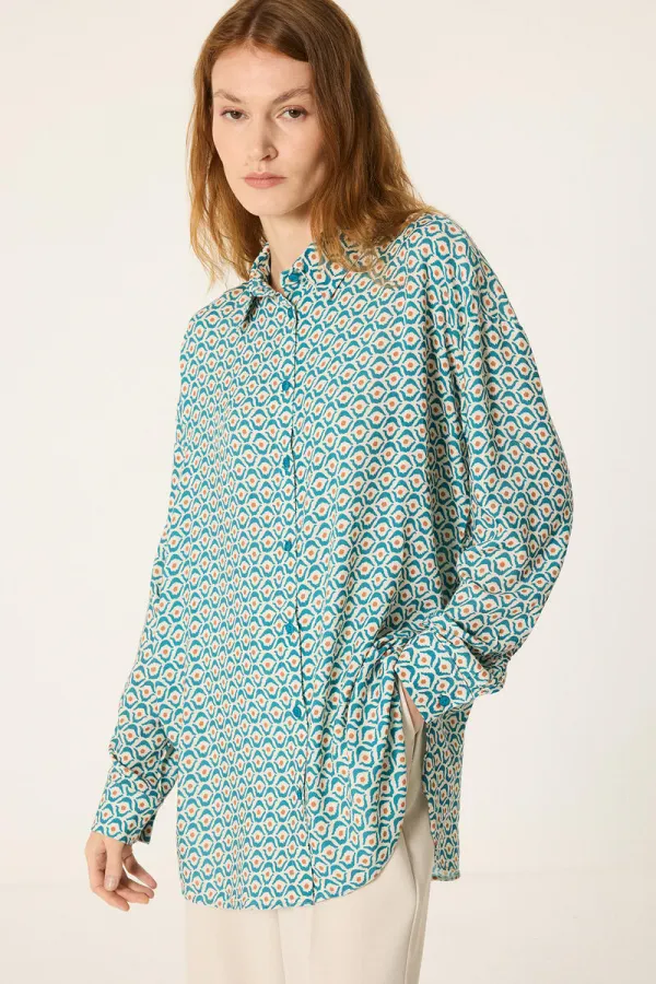 ETHNIC PATTERNED VISCOSE SHIRT ETHNIC PATTERNED VISCOSE SHIRT