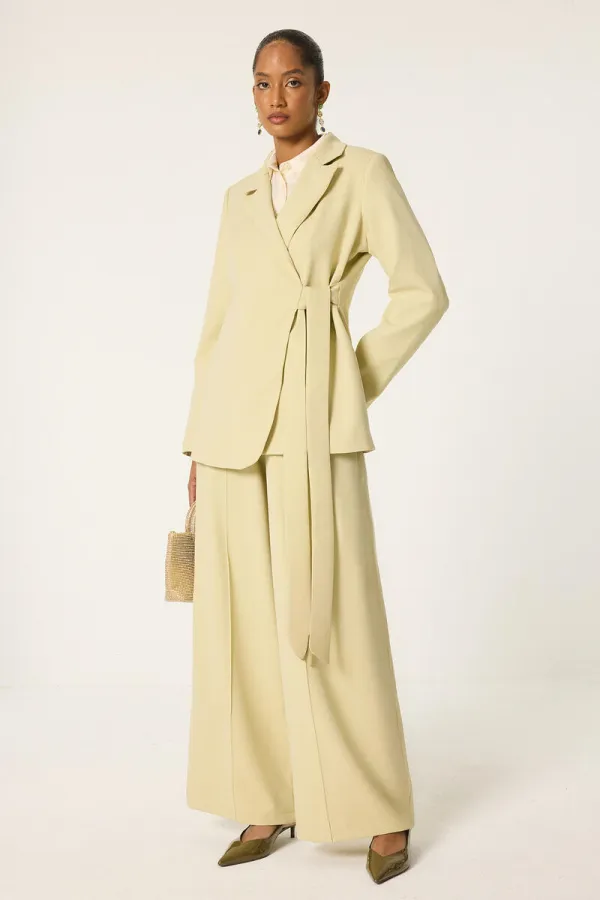 TIE-UP JACKET AND TROUSER SET