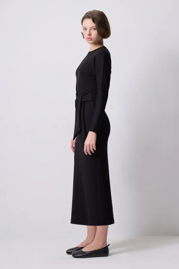 STEEL KNIT DRESS WITH TIE-UP