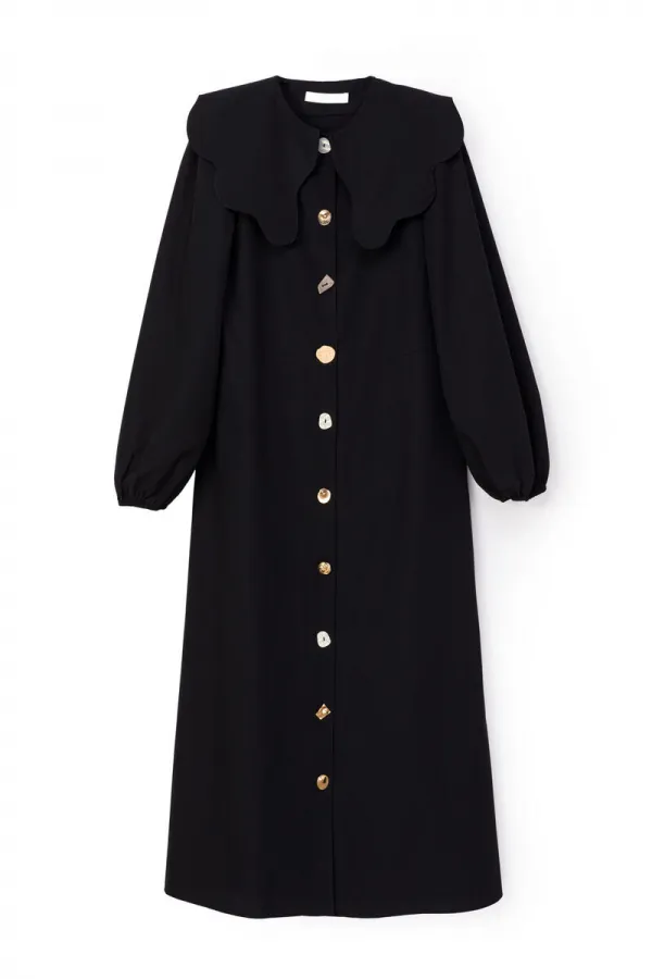 WIDE COLLAR BUTTONED POPLIN DRESS WIDE COLLAR BUTTONED POPLIN DRESS