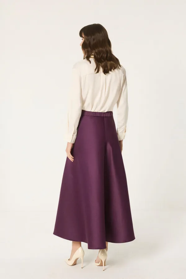 JUPE EN SATIN À VOLANTS