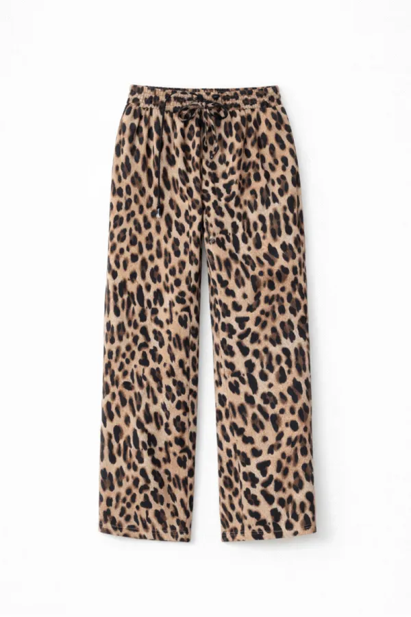 LEOPAR DESENLİ BELİ LASTİKLİ PANTOLON