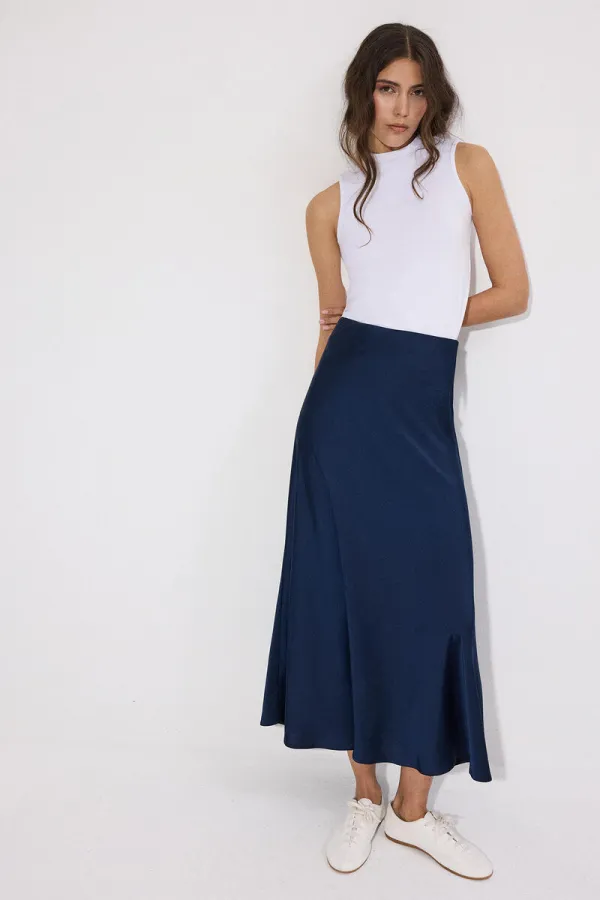 JUPE EN SATIN AVEC TAILLE ÉLASTIQUE