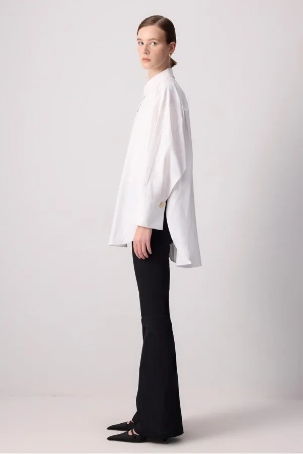 OVERSIZE POPLIN TUNIC WITH GOLD BUTTONS OVERSIZE POPLIN TUNIC WITH GOLD BUTTONS