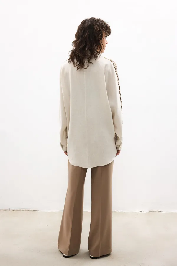 KETEN İŞLEMELİ GÖMLEK