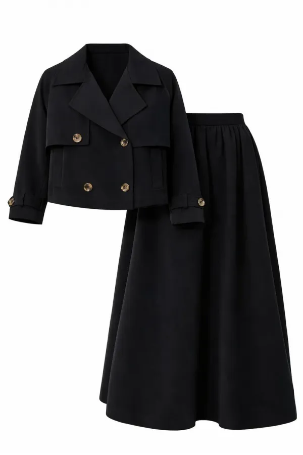TRENCH COAT AND SKIRT SET